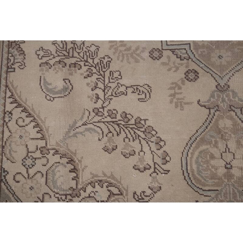 Distressed Tabriz Vintage Persian Rug Handmade Wool Carpet - 6'7" x 9'6"