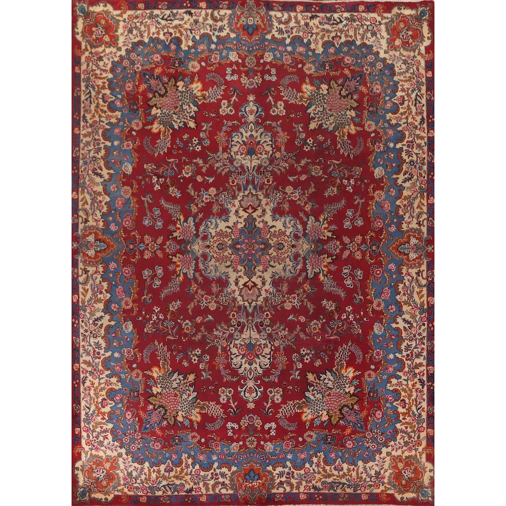 Floral Kashmar Persian Antique Area Rug Handmade Wool Carpet - 10'3"x 12'10"