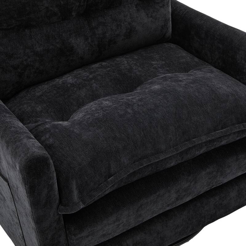 Chenille 360° Swivel Barrel Chair with Memory Foam and Side Pockets