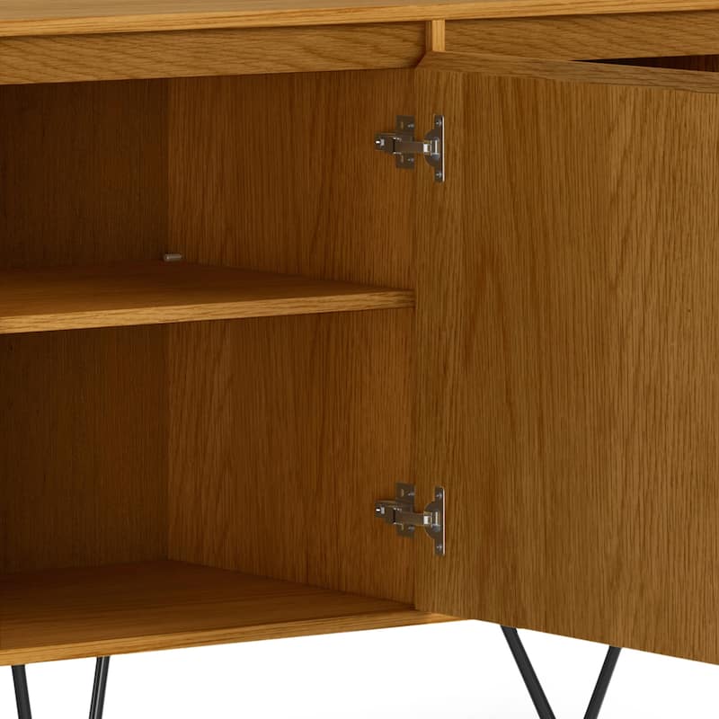 WYNDENHALL Moreno SOLID MANGO WOOD and Iron 60 x 18 inch Rectangle Contemporary 3 Door Sideboard Buffet - 60 inch Wide