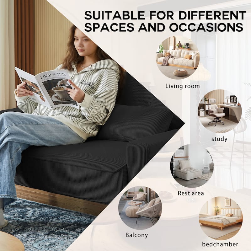 4-Piece Corduroy Living Room Sectional Sofa Set with Loveseat and Chair