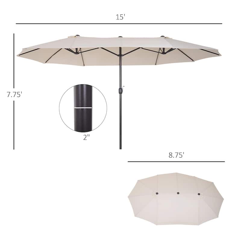 Double-sided outdoor umbrella with crank handle and vents