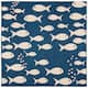 SAFAVIEH Courtyard Illa Indoor/ Outdoor Waterproof Patio Backyard Rug - 7'1 x 7'1 Square - Navy/Beige