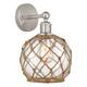 Option Brushed Satin Nickel / Clear Glass with Brown Rope