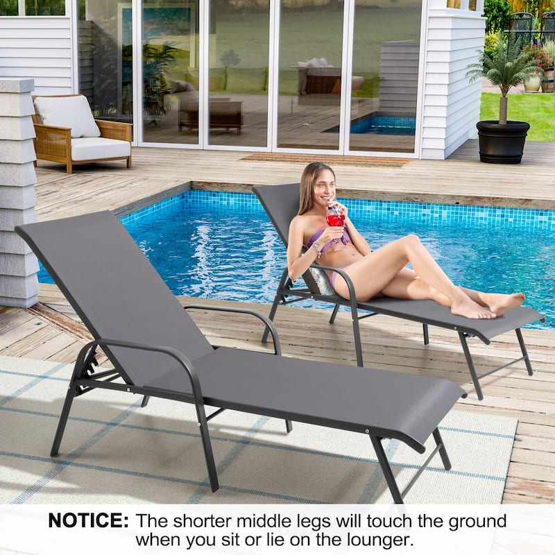 4PCS Outdoor Chaise Lounges Chair Aluminum with Adjustable Backrest
