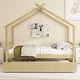 preview thumbnail 3 of 49, Roof styled wooden bed with trundle Natural