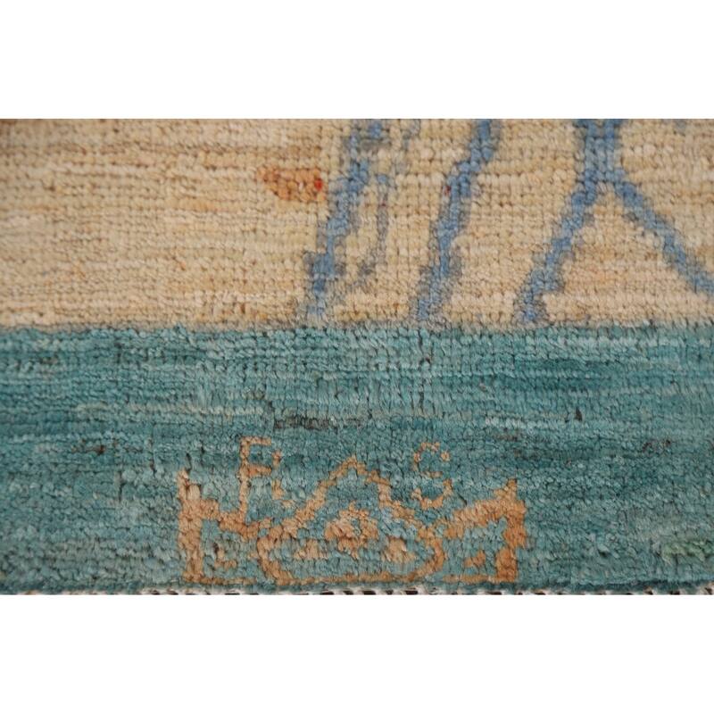 Vegetable Dye Oushak Turkish Runner Rug Handmade Wool Carpet - 2'10"x 11'9"