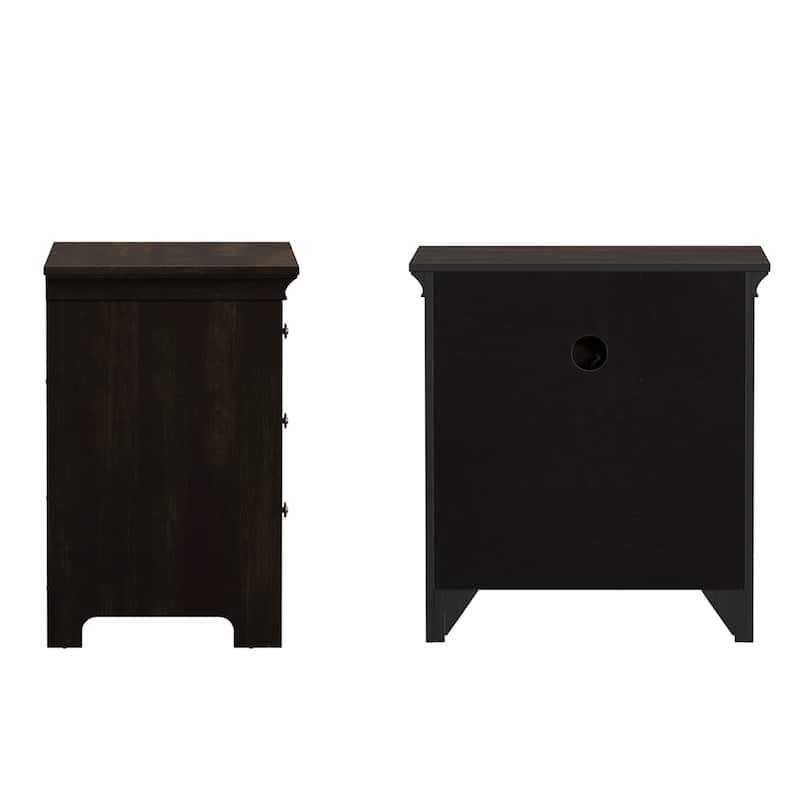 Varenna 3-Drawer Wood Modular Storage Nightstand with Charging Station