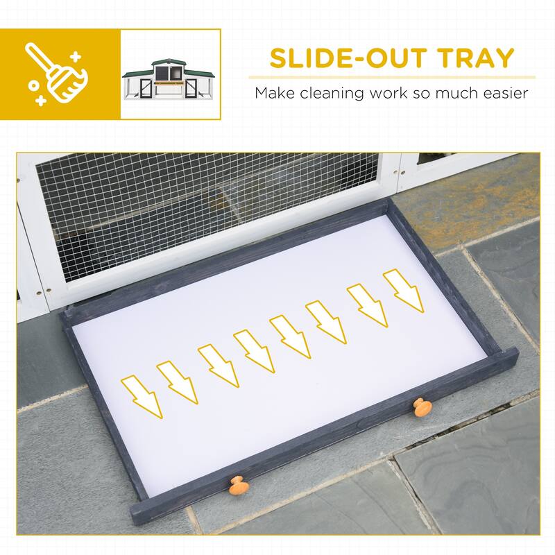 PawHut Large Rabbit Hutch with Double Runs, Wooden Guinea Pig Cage Outdoor, Bunny Cage with Removable Tray