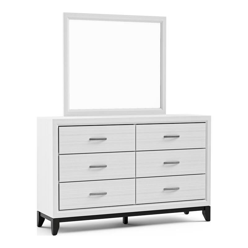 Furniture of America Lante Modern 2-Piece 6-Drawer Dresser and Mirror Set