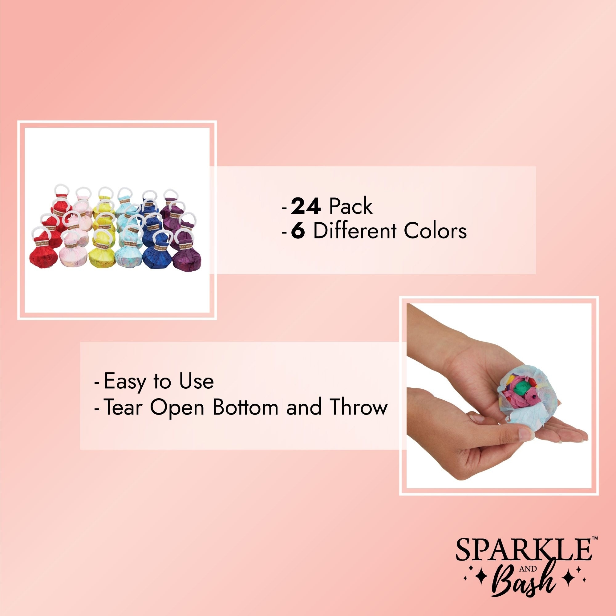 Sparkle and Bash 24 Pack Colorful Throw Streamers, No Mess Confetti Paper Poppers for Party Celebrations