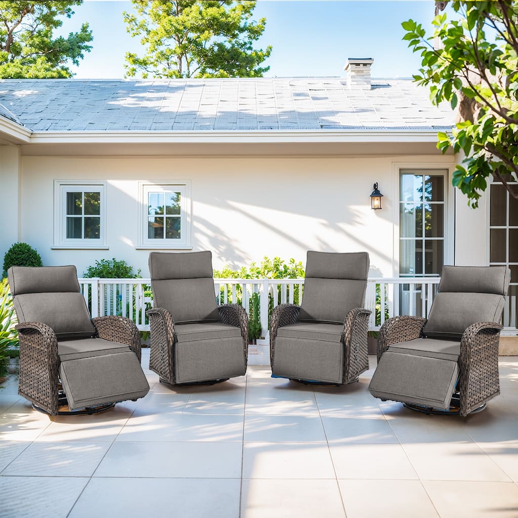 Pocassy Lounge Chair Swivel Reclining Chair with Adjustable Backrest