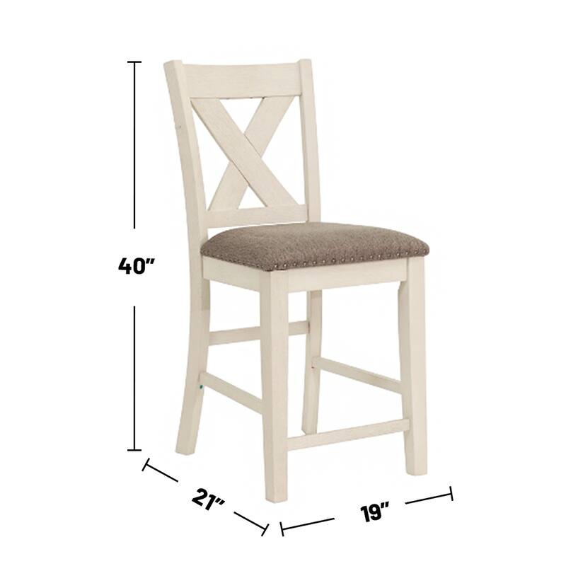 Set of 2 Counter Hight Chairs with X-Cross Back - Gray