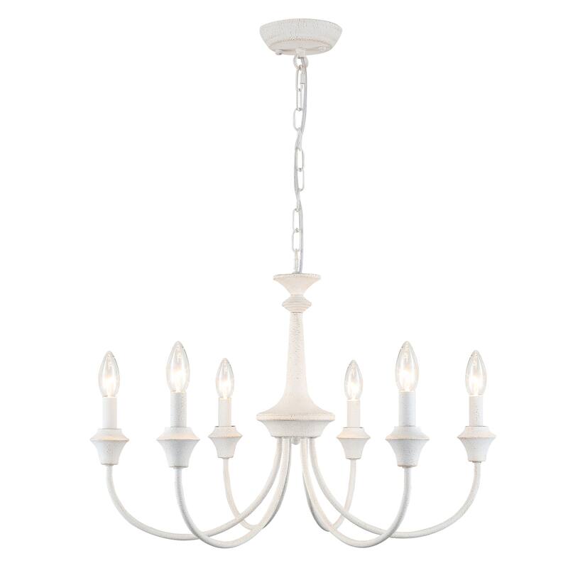 6-Light Modern Chandelier , Farmhouse Candle Chandelier for Dining Room Living Room Bedroom Kitchen - W24.4"x H15.55"