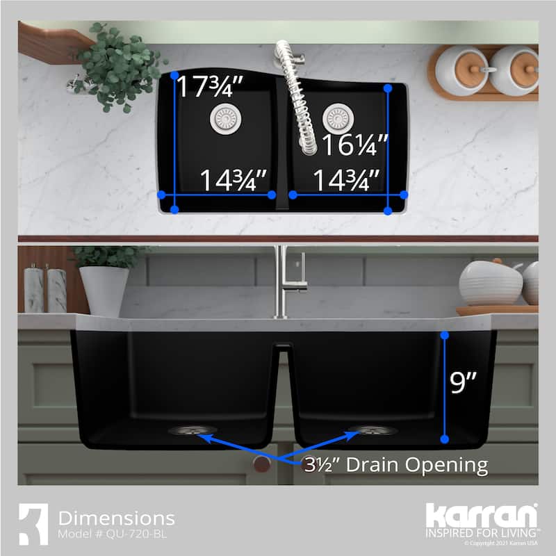 Karran Undermount Quartz Double Bowl Kitchen Sink