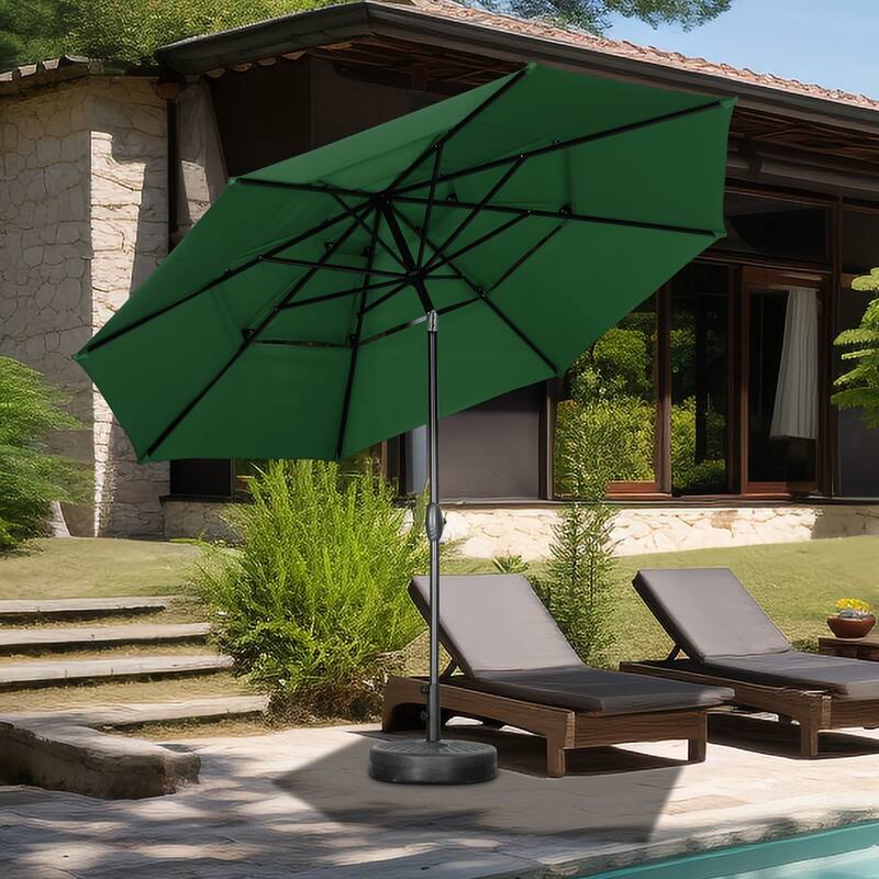 Autlaycil 10FT 3-tier Tilting Patio Umbrella With Base - Green