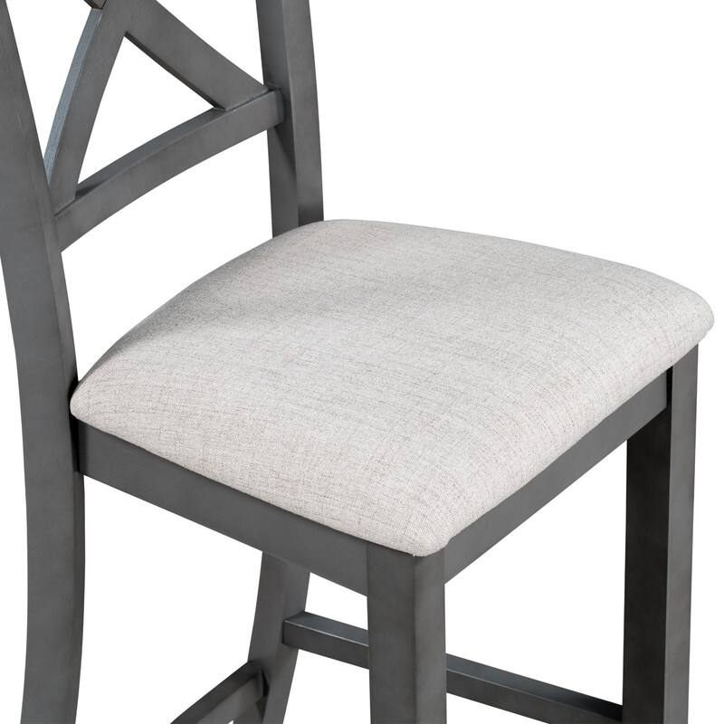 6-Pieces Counter Height Dining Table Set Table with Shelf 4 Chairs and Bench