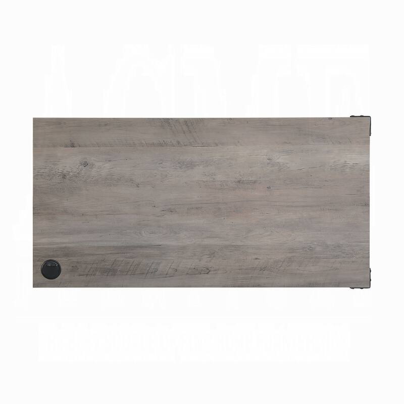 48" Desk with Sliding Barn Door, Black Metal Legs, and Built-in Cord Management