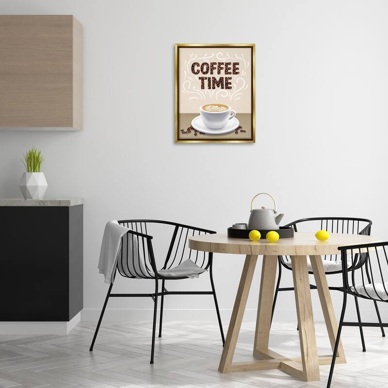 Stupell Traditional Coffee Time Brew Framed Floater Canvas Wall Art Design By Marcus Prime