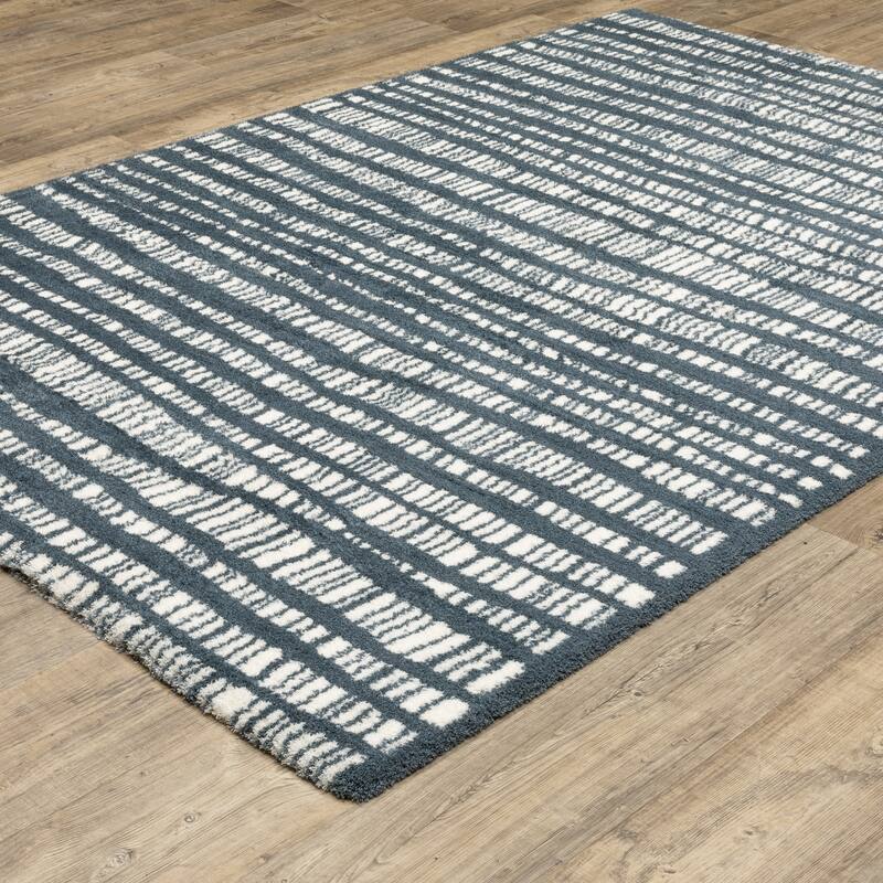 Style Haven Genoa Dashed Lines Dark Teal/ Ivory Area Rug
