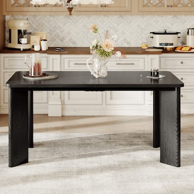 Rectangular Dining Table for 4-8 People, Wood Kitchen Table with Angled Legs and Rounded Corners for Dining Room & Living Room