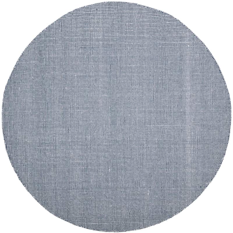 SAFAVIEH Handmade Flatweave Montauk Mariko Casual Cotton Rug - 6' Round - Ivory/Navy - Round