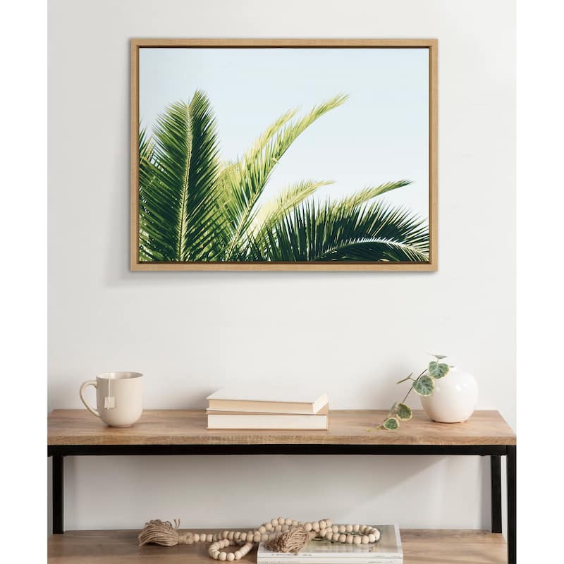 Kate and Laurel Sylvie Palm Blue Sky Framed Canvas by Amy Peterson