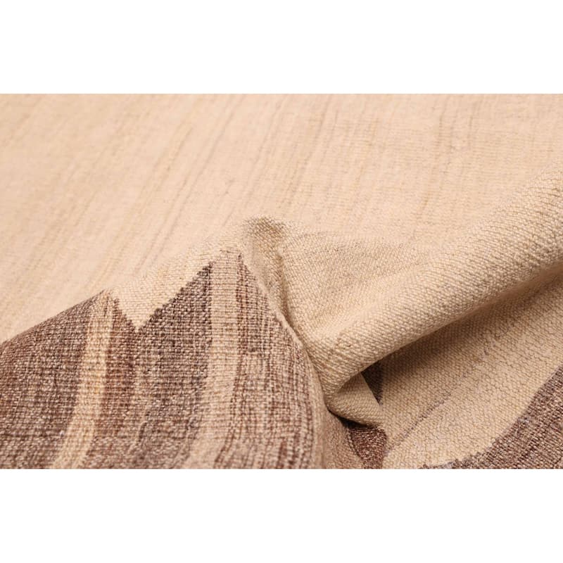 ECARPETGALLERY Flat-Weave Boho Ivory Wool Kilim - 6'3 x 8'8