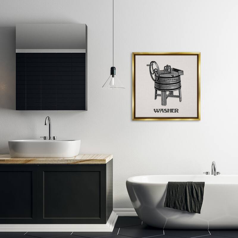 Stupell Antique Rotary Washer Framed Floater Canvas Wall Art Design By Val Rhodes