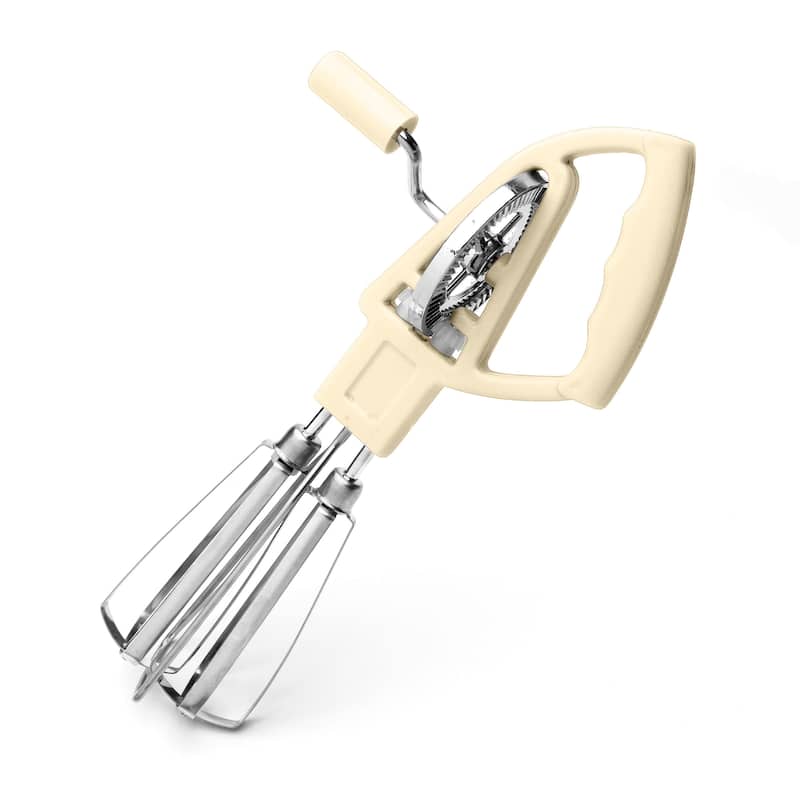 Kings County Tools Stainless Steel Egg Beater Manual Hand Mixer, Cream - Cream White