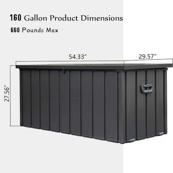 dimension image slide 2 of 5, Outdoor Storage Deck Box Waterproof, Large Patio Storage Bin (Dark Gray)