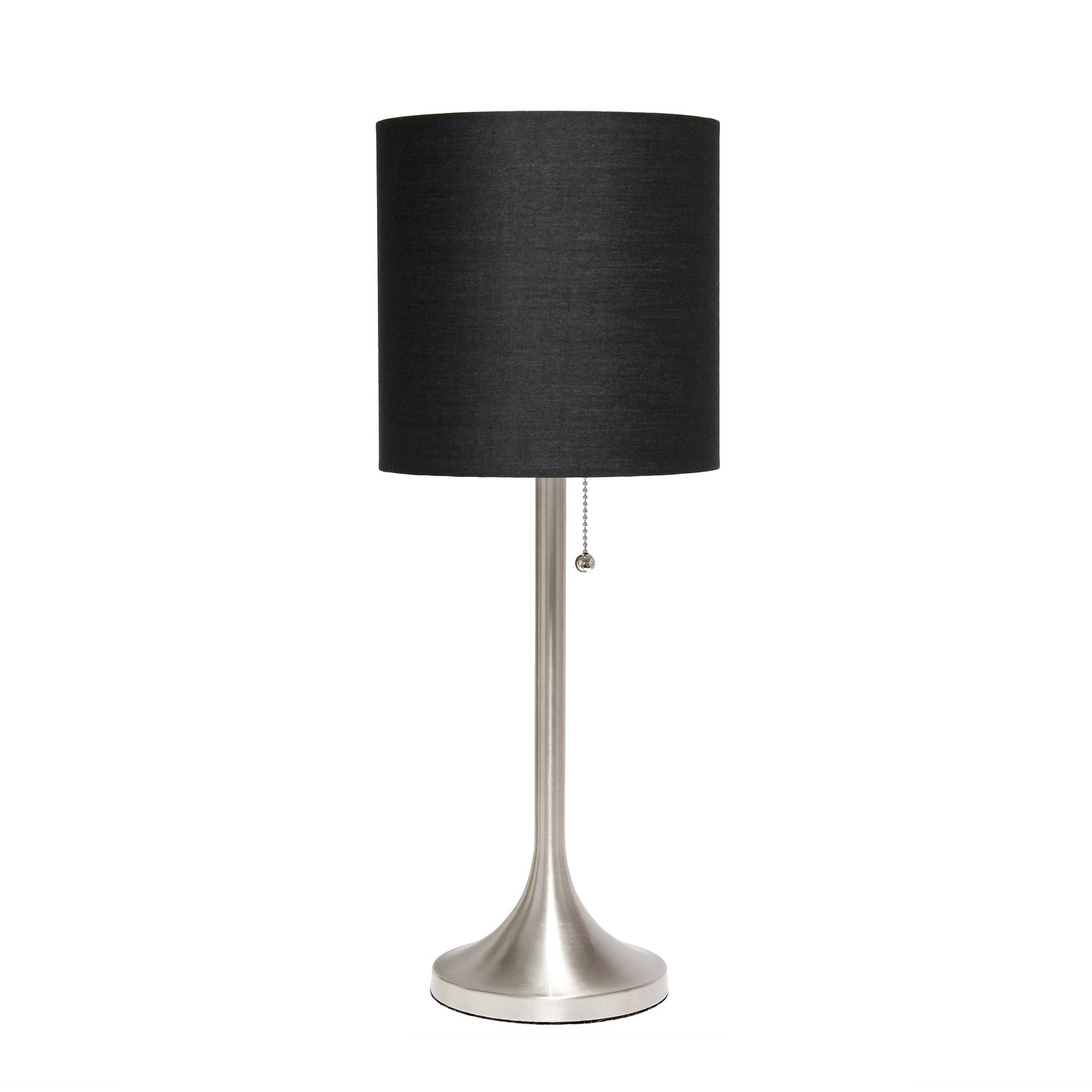 21 in. Brushed Nickel Finish Table Lamp with Black Shade, Sturdy Table Lamp for Living Rooms and Bedrooms