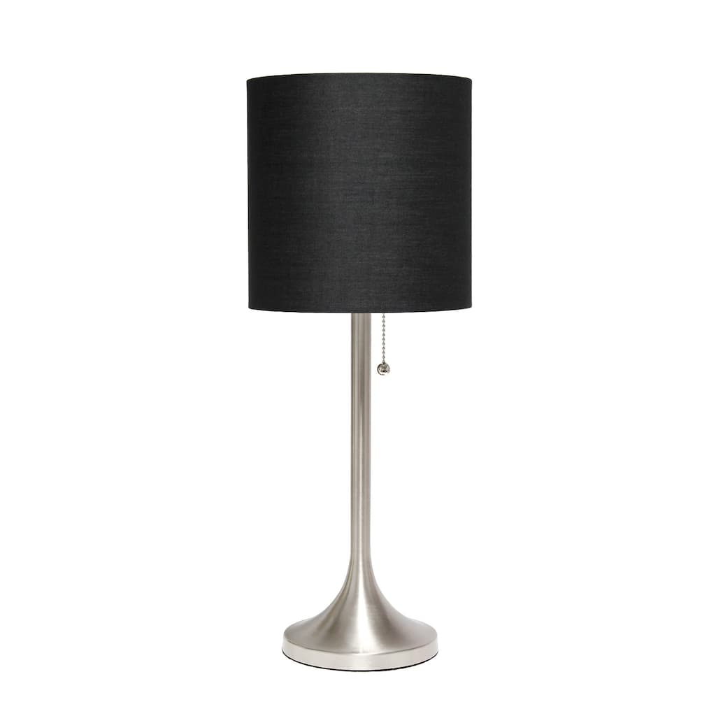 21 in. Brushed Nickel Finish Table Lamp with Black Shade, Sturdy Table Lamp for Living Rooms and Bedrooms