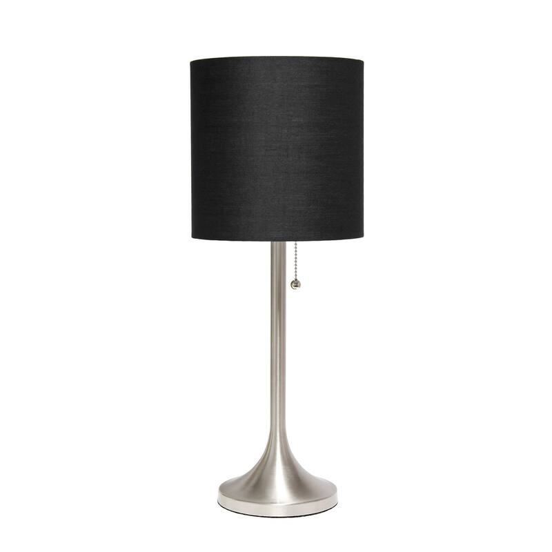 21 in. Brushed Nickel Finish Table Lamp with Black Shade, Sturdy Table Lamp for Living Rooms and Bedrooms
