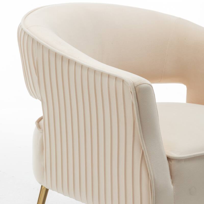 SEYNAR Modern Velvet Accent Arm Vanity Chair with Wingback and Gold Legs for Living Room