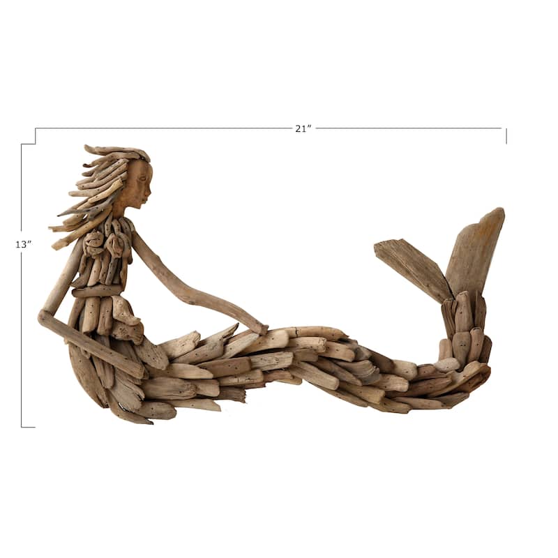 Driftwood Mermaid Wall Decor - 21" x 13"