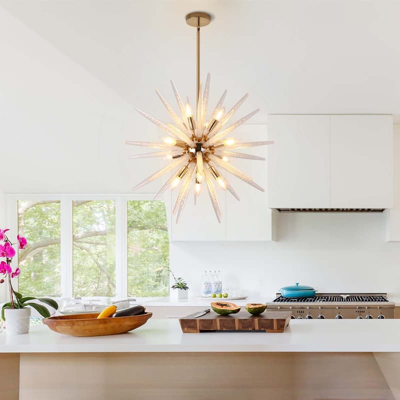 Starsky 12-Light Modern Sputnik Sphere Chandelier Pendant Geometric Firework Starburst Chandelier with Acrylic Crystal Stick