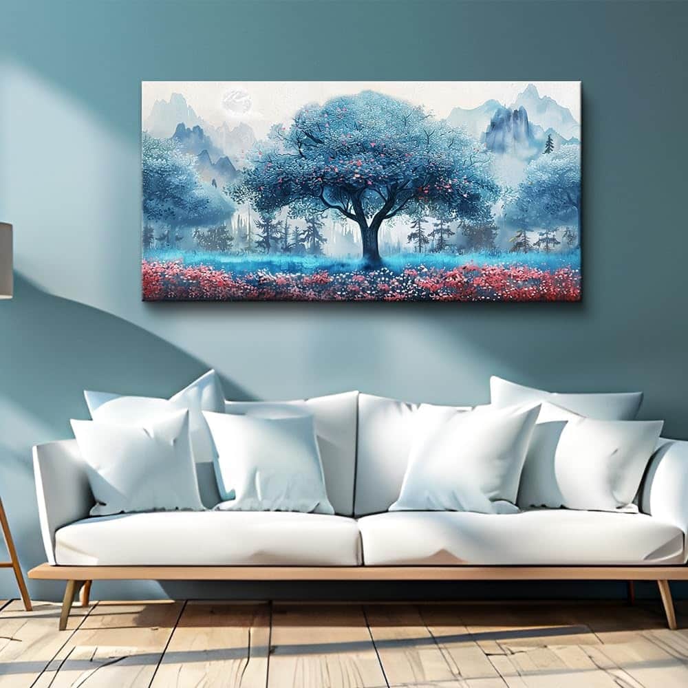 Wall Art Decor - Blue Tree Landscape