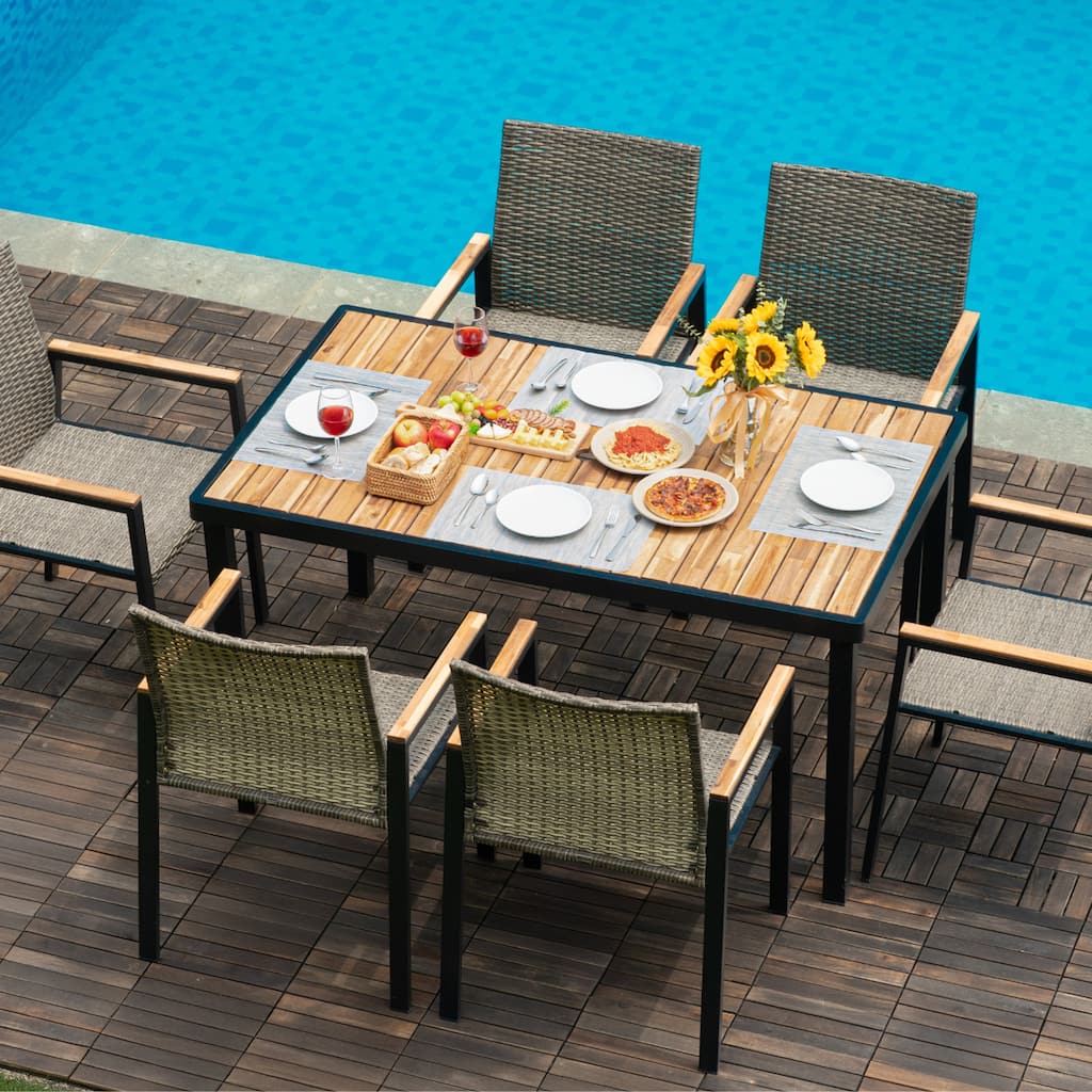 7-Piece All-Weather Patio Dining Set with Umbrella Hole