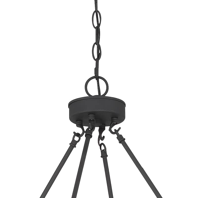 Modern Farmhouse Black Round Wagon Wheel Chandelier