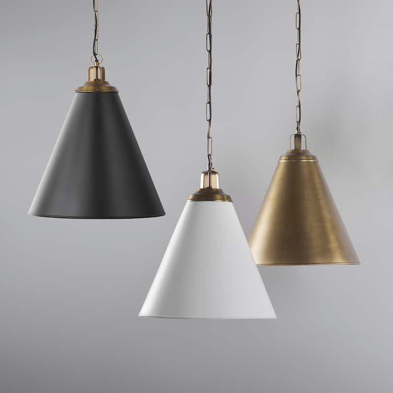 Fenton Black With Gold Accents Tapered Pendant Light - 18.0L x 18.0W x 23.0H