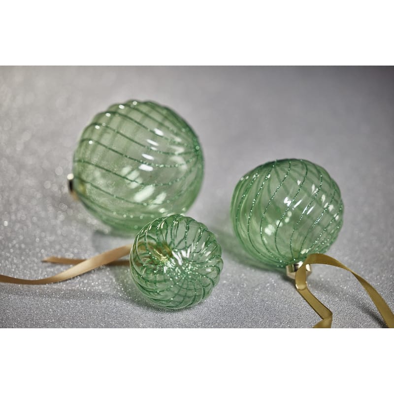 Swirl Glitter 3.25" Glass Ball Ornaments, Set of 6