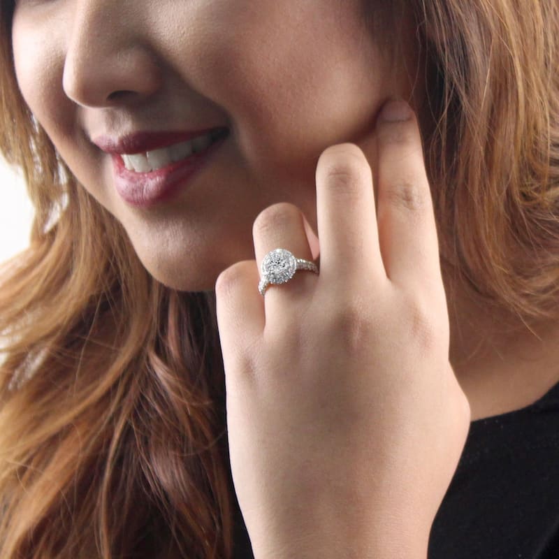 Auriya 14k Gold 1 1/2ctw Double Halo Diamond Engagement Ring