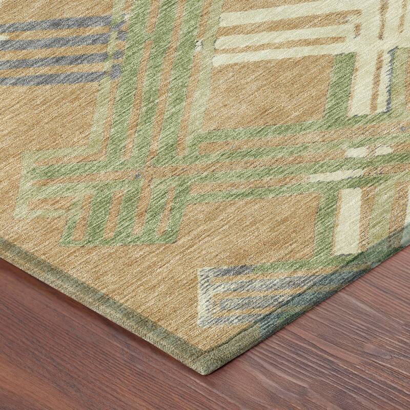 Machine Washable Indoor/ Outdoor Modern Trellis Chantille Rug