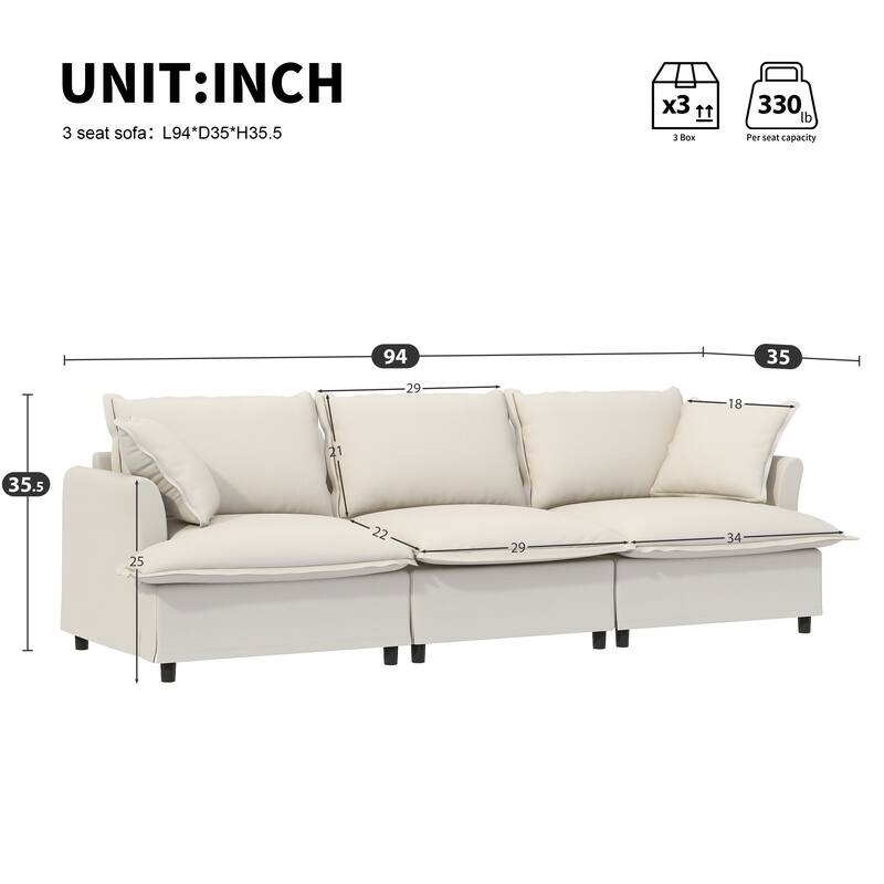 DIY Free Combination Sofa Set with Throw Pillows, Chenille Modular Sectional Sofa for Livingroom Upholstered Cloud Couch