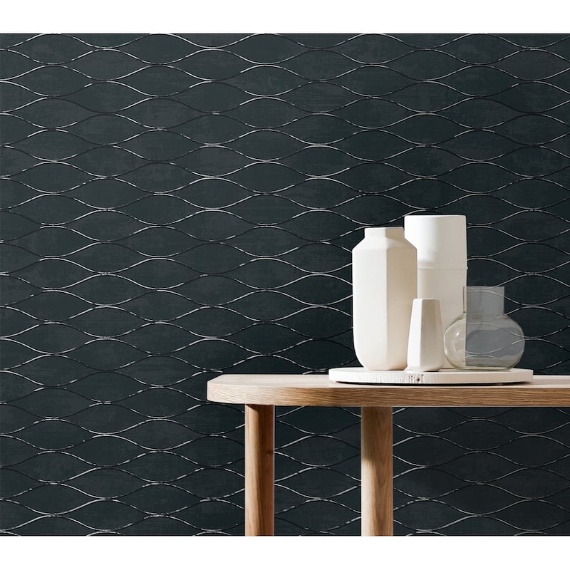 Seabrook Designs Piccola Geometric Horizontal Ogee Non-Woven Unpasted Wallpaper
