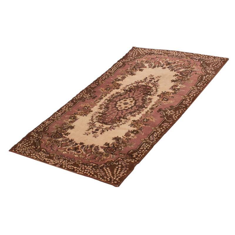 ECARPETGALLERY Hand-knotted Melis Vintage Cream Wool Rug - 3'10 x 7'3