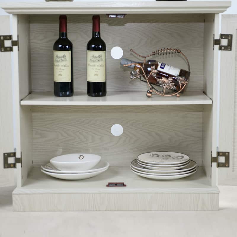 Storage sideboard cabinet with 2 decorative acrylic mirrored doors, adjustable shelf for dining room, living room