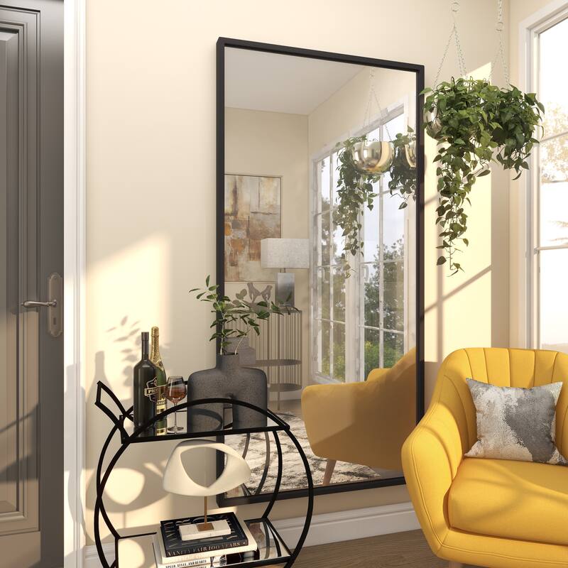 Black Metal Tall Room Floor Mirror