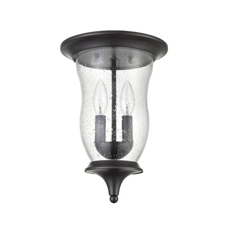 Elk Home Trinity Oiled Bronze With Seedy Glass 2 Light Flush Mount